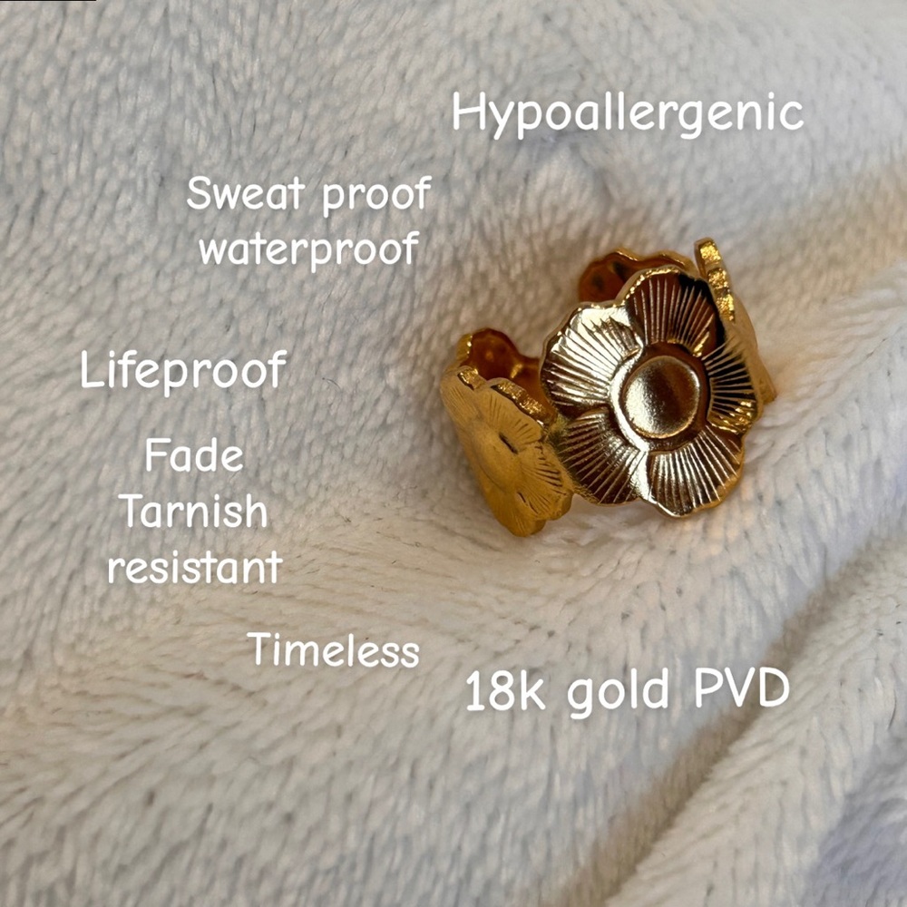 18k gold waterproof jewelry,sweat proof,tarnish free, Hypoallergenic, adjustable
